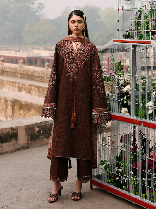 Jugnu By Hussain Rehar Khaddar'25 Embroidered Unstitched 3-Piece Suit-Sena