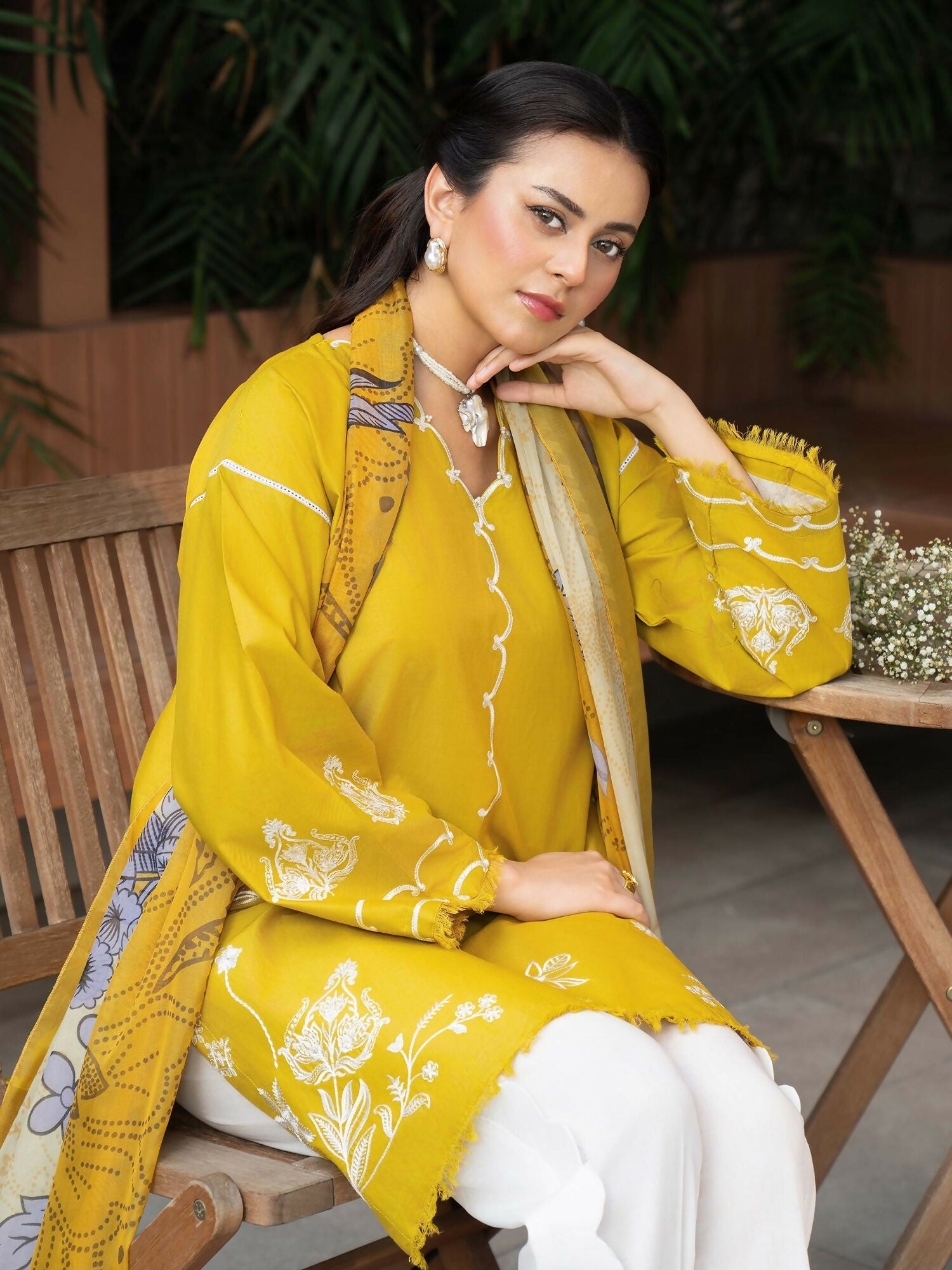 Panache Apparel Solid Story Cotton Lawn Embroidered Stitched Suit-Orah