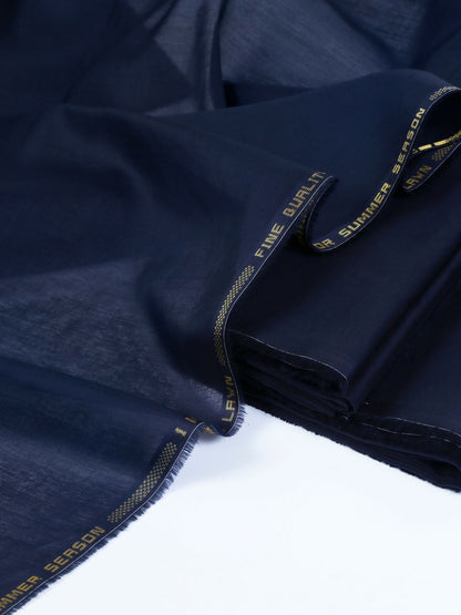 Navy unstitched men’s kameez shalwar by Fabrich, featuring 100% lawn for the kameez and soft Pima cotton for the shalwar, designed for breathable summer comfort.