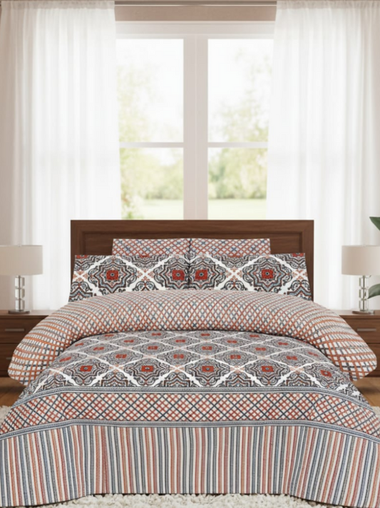 Salonika Printed 3 Piece King Bedsheet Set-151