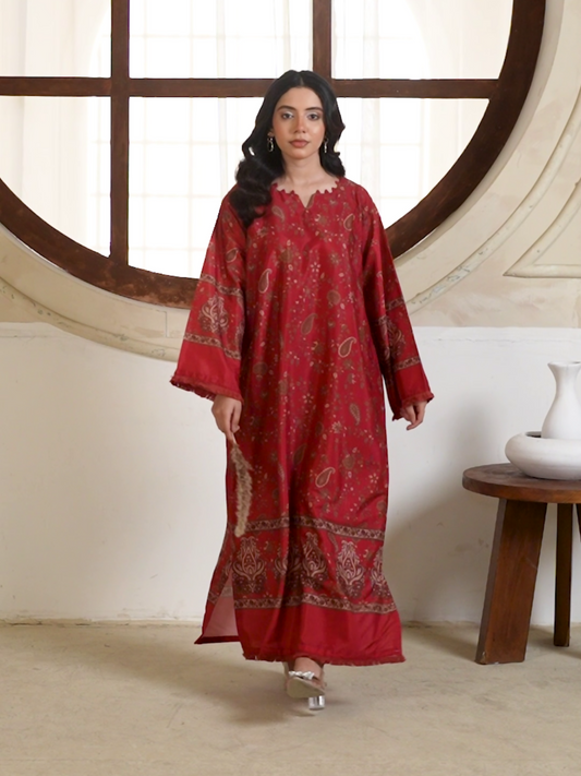 Stylish Collection Amaya Pret Silk Grip Printed Stitched 2-Piece Suit-Morni Maroon