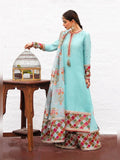 Hussain Rehar Luxury Pret Eid'23 Raw Silk Embellished Stitched 3-Piece Suit-Azure