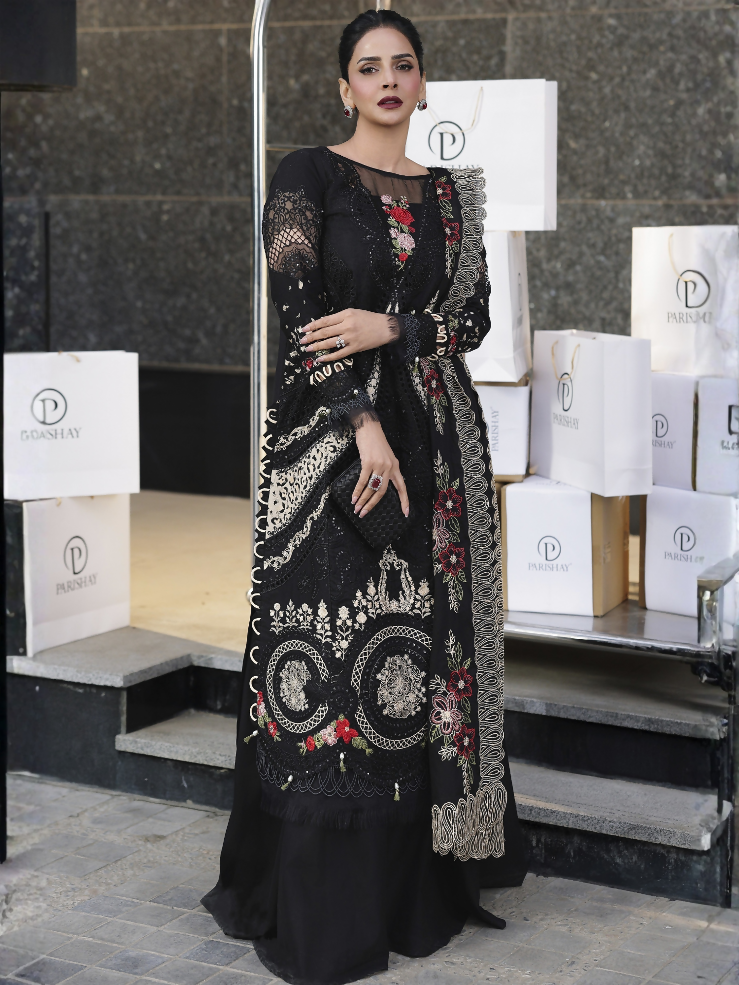 Parishay Monaco Luxury Lawn'26 Embroidered Unstitched 3-Piece Suit-MN-03