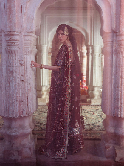 Hussain Rehar Festive Unstitched'26 Chiffon Embroidered 3-Piece Suit-Apsara