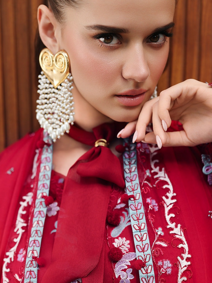 Qalamkar Chikankari Eid Edit'26 Lawn Embroidered Unstitched 3-Piece Suit-CM-03 Ruby