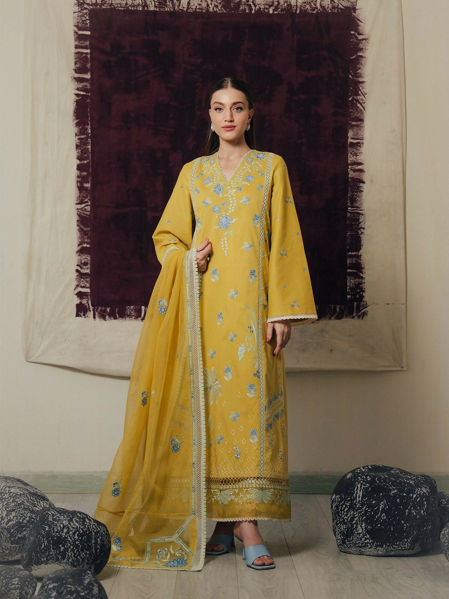 Afrozeh Day Break'26 Lawn Embroidered Unstitched 3-Piece Suit-Sunhaze