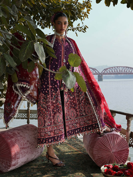 Hussain Rehar Luxury Lawn'26 Eid Edit Embroidered Unstitched 3-Piece Suit-Nihdi