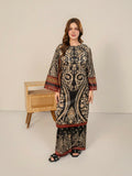 Stylish Collection Velvet Vogue Printed Co-Ord Set-Black Bloom