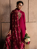 Hussain Rehar Luxury Pret Eid'24 Raw Silk Embellished Stitched 3-Piece Suit-Merlot