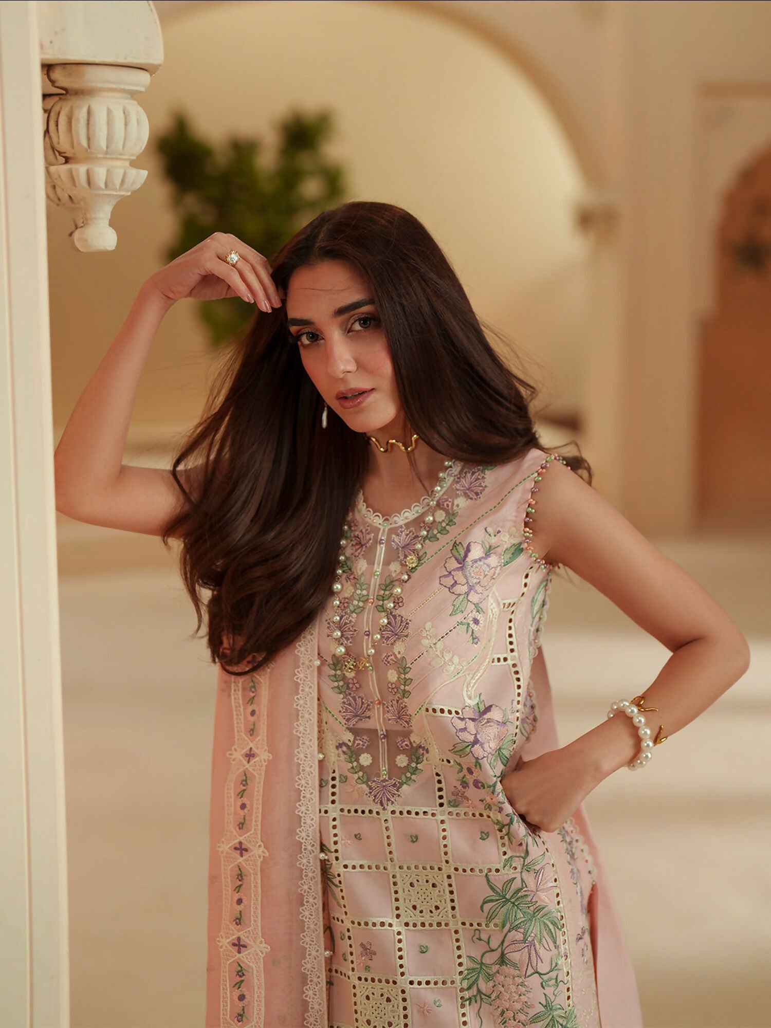 Binilyas Mashriq Luxury Lawn'26 Embroidered Unstitched 3-Piece Suit-D-111-B