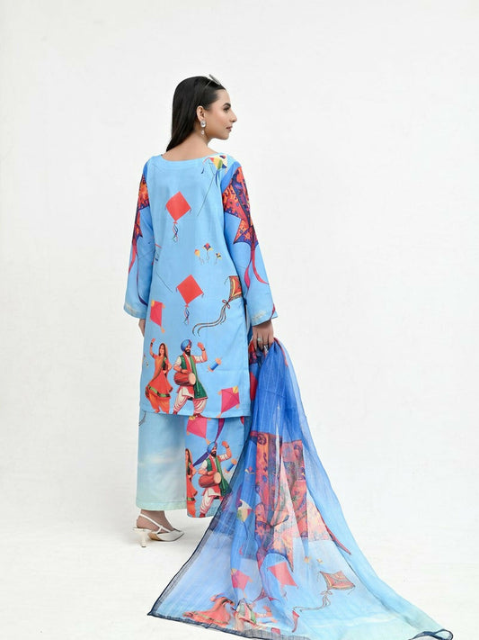Imran Aftab Basant Mela Raw Silk Printed Stitched 3-Piece Suit-IARP 10