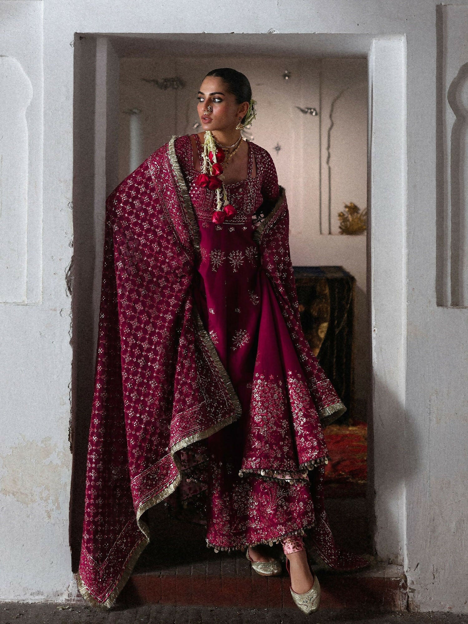 Hussain Rehar Festive Unstitched'26 Korean Raw Silk Embroidered 3-Piece Suit-Gulpanra