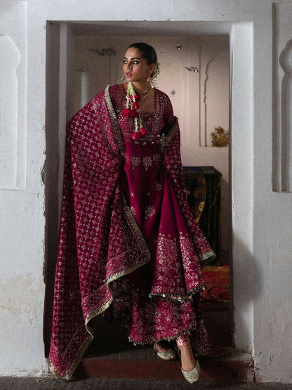 Hussain Rehar Festive Unstitched'26 Korean Raw Silk Embroidered 3-Piece Suit-Gulpanra