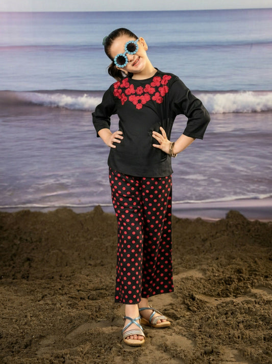 Velvour Girls Cotton Embroidered Co-Ord Set-VG162-D