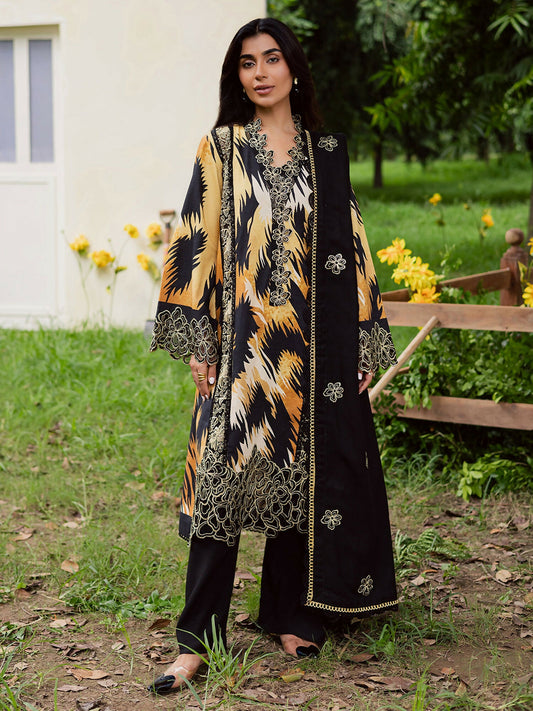 Mahnur Gardenia Khaddar Embroidered Unstitched 3-Piece Suit-GR-09