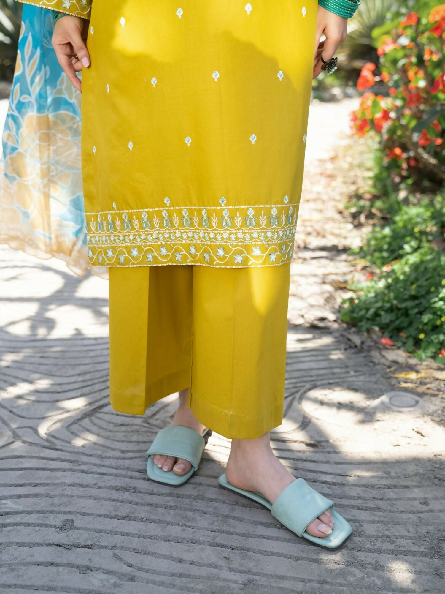 Panache Apparel Serenity Cotton Lawn Embroidered Stitched Suit-Golden Glow