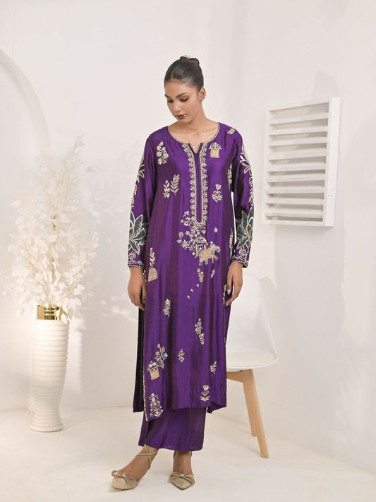 Ruby's Couture The Luxe Edit Shesha Silk Embellished Stitched 2-Piece Suit-Mashal