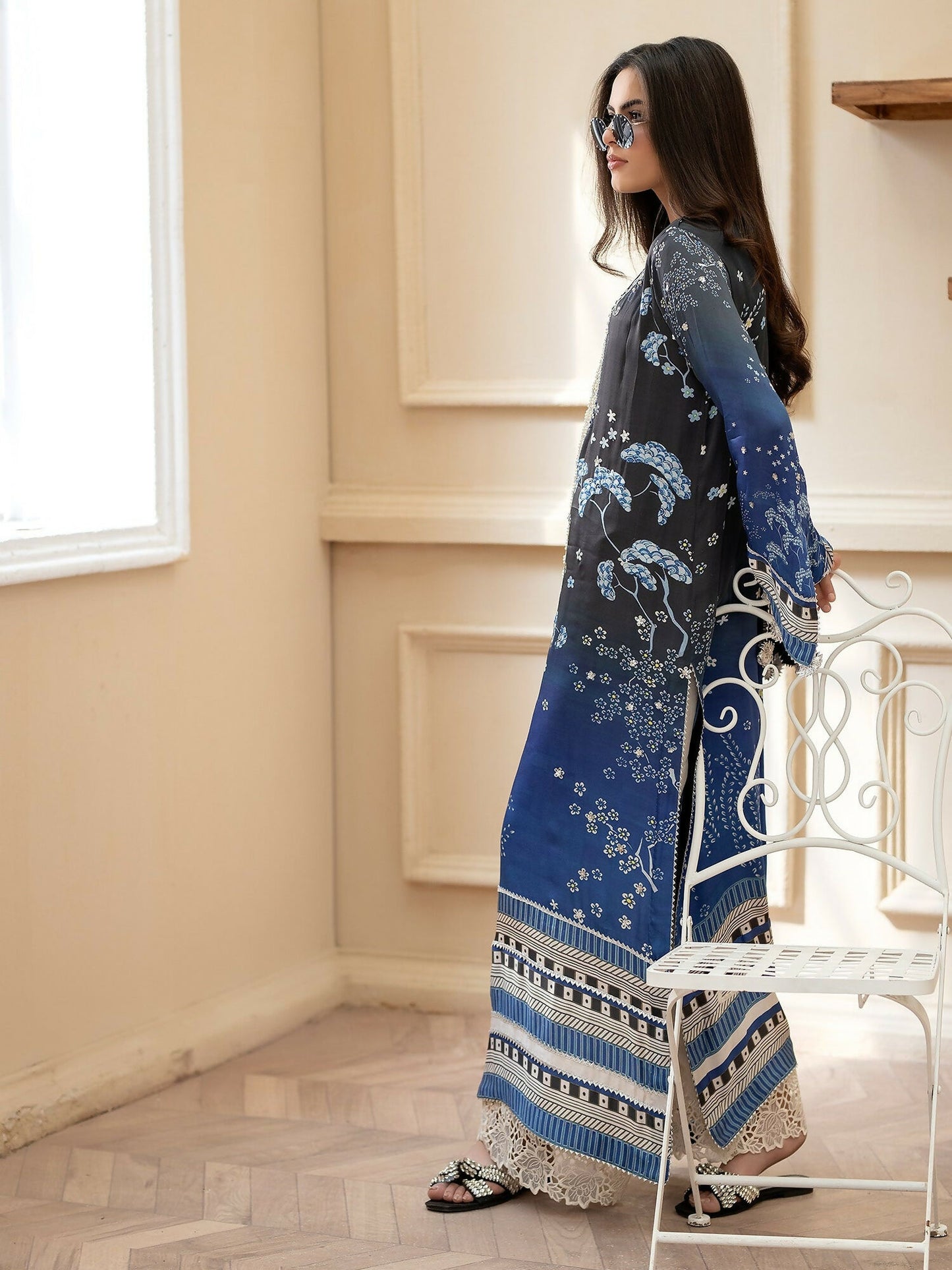 Shiza Hassan Miha Luxury Pret Satin Silk Embroidered 3-Piece Suit-Stardust