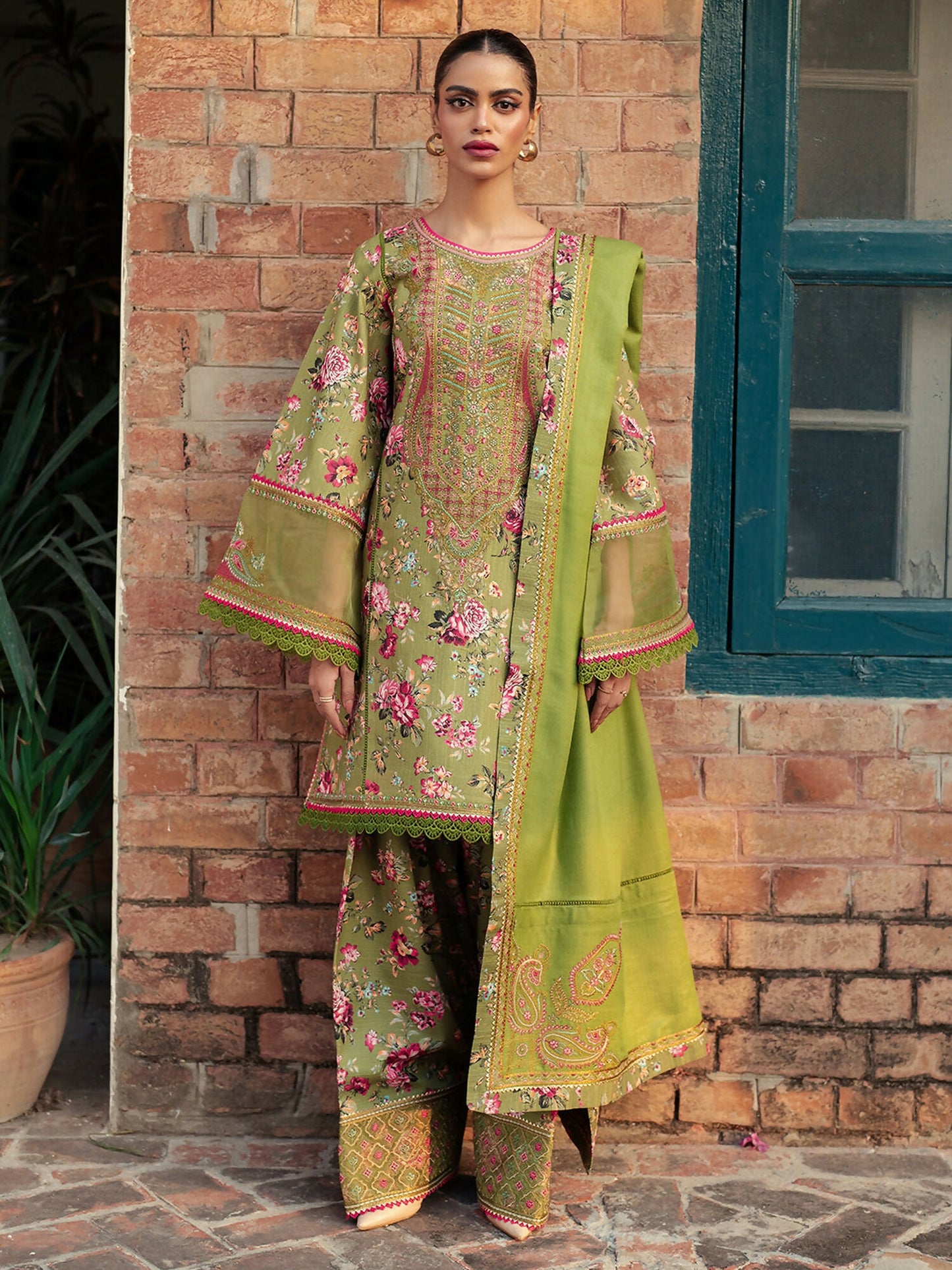 Binilyas Khaddar Embroidered Unstitched 3-Piece Suit-56-B