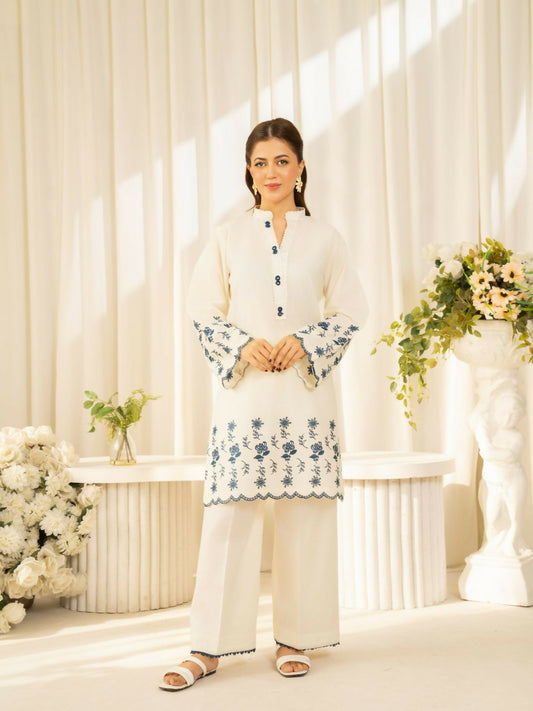 Panache Apparel Sunlit Essentials Cotton Lawn Embroidered Co-Ord Set-Coast