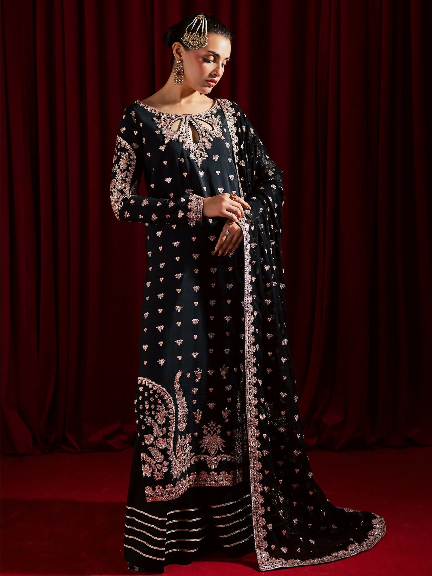 Allure By IH Luxury Pret Raw Silk Embellished Stitched 3-Piece Suit-Mohini