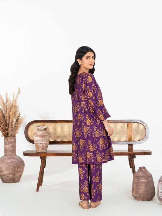 Stylish Collection Enchant Pret Linen Printed Co-Ord Set-Rose Purple
