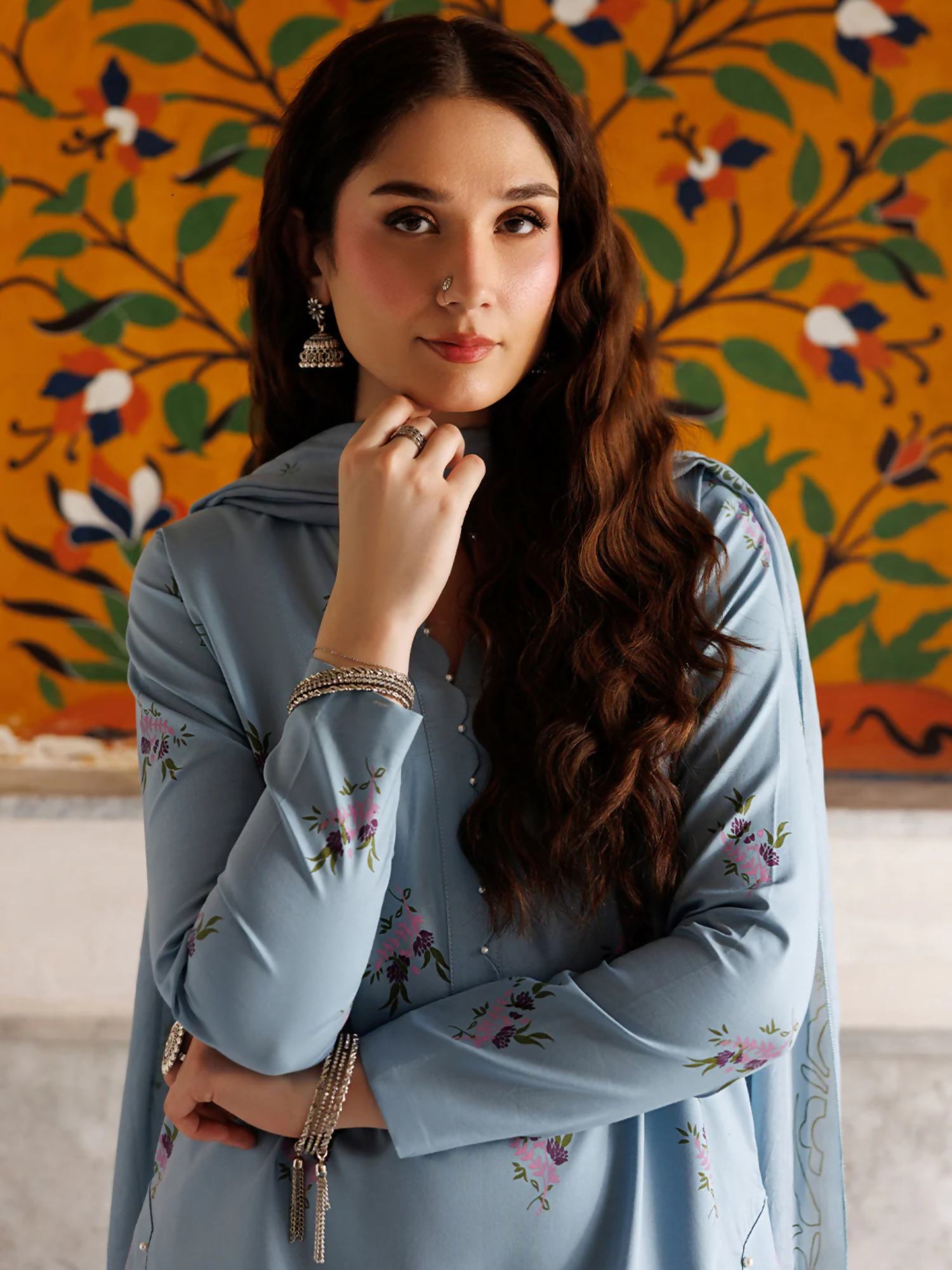 Blue Panache Apparel Noor Mahal Cotton Printed Stitched Suit-Zaanaya