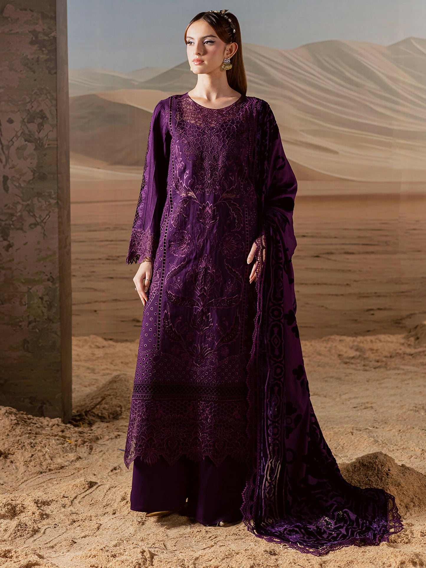 Mahnur Amelia Kotrai Embroidered Unstitched 3-Piece Suit-CK-010
