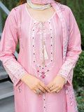 Panache Apparel Solid Story Cotton Lawn Embroidered Stitched Suit-Rosewood