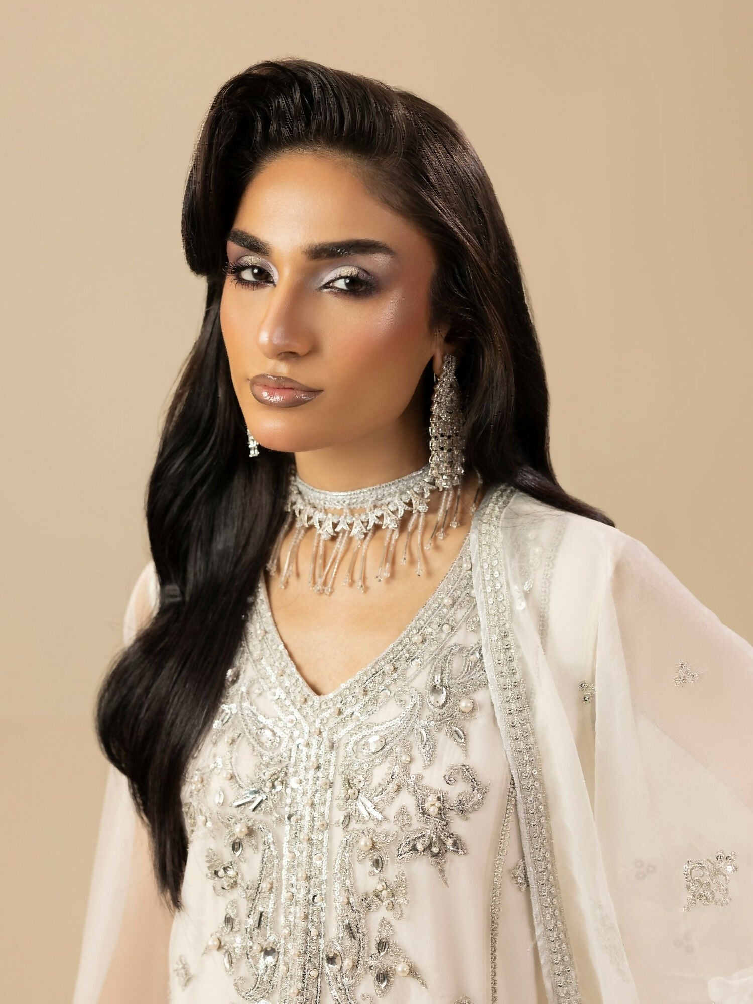 Shurooq Garden Of Dreams Organza Embroidered Stitched 3-Piece Suit-Jasmine