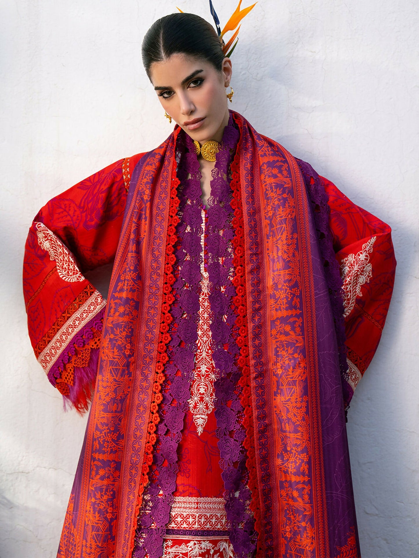 Binilyas Gulrukh Khaddar Embroidered Unstitched 3-Piece Suit-65-B