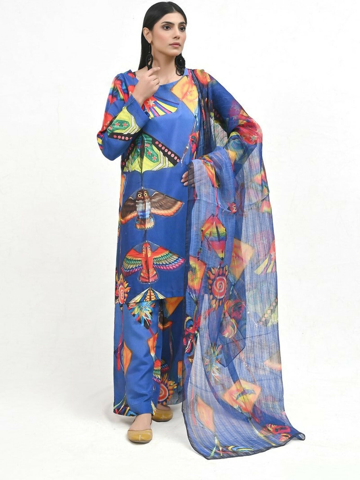 Imran Aftab Basant Mela Raw Silk Printed Unstitched 3-Piece Suit-IARP 03