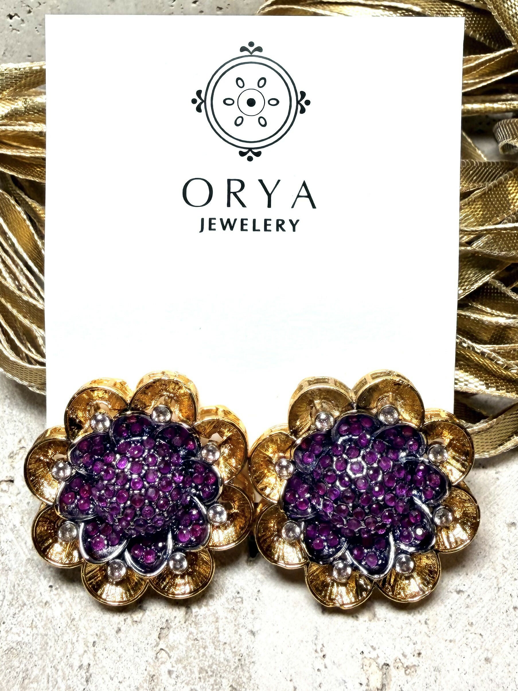 Orya Jewellery Sunflower Stud Earrings