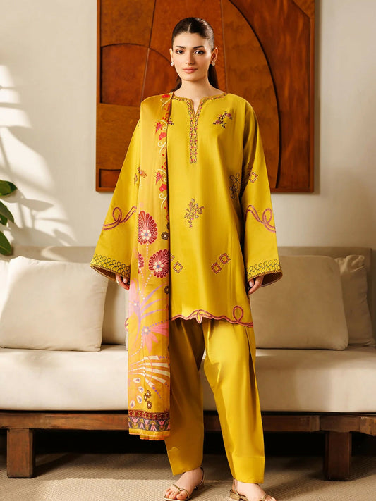Panache Apparel Mistfall Ramadan Edit Cotton Embroidered Stitched Suit-Rosette