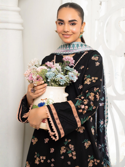 Panache Apparel Winter Basics Khaddar Embroidered Stitched 3-Piece Suit-Winter Oak