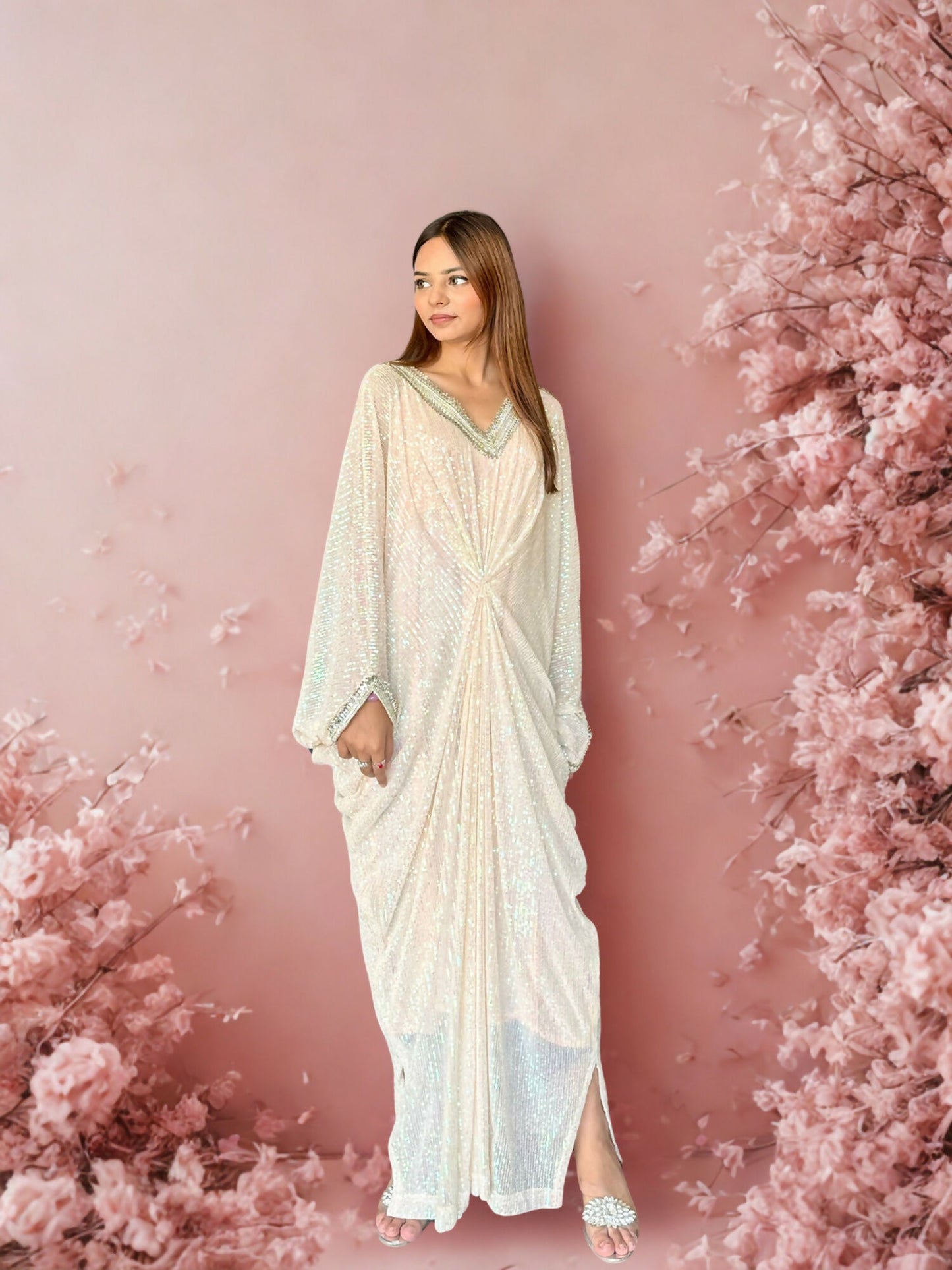 Zubia Motiwalla Net Multi Sequinned Kaftan-ZM320