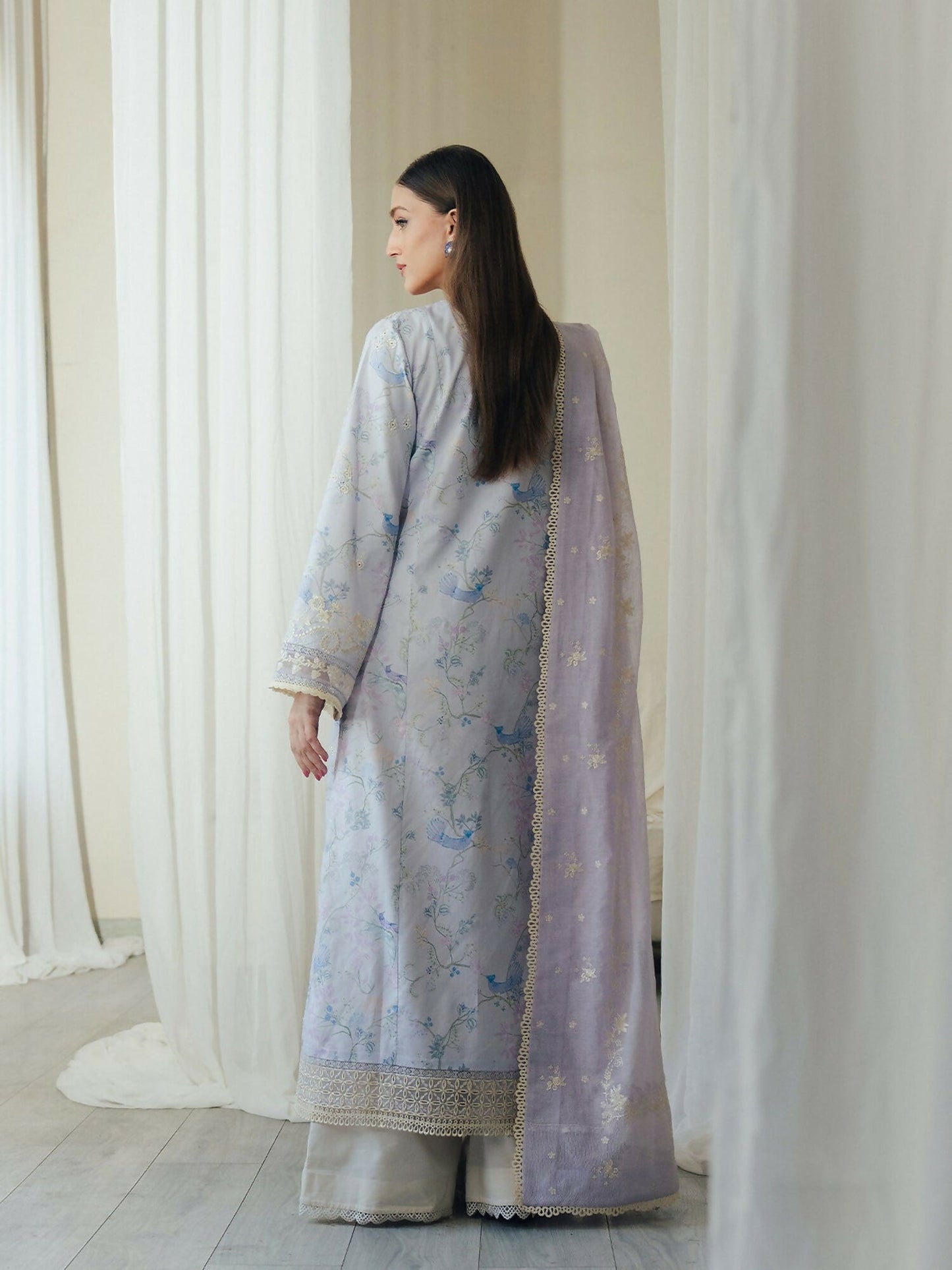 Afrozeh Day Break'26 Lawn Embroidered Unstitched 3-Piece Suit-DoveMist