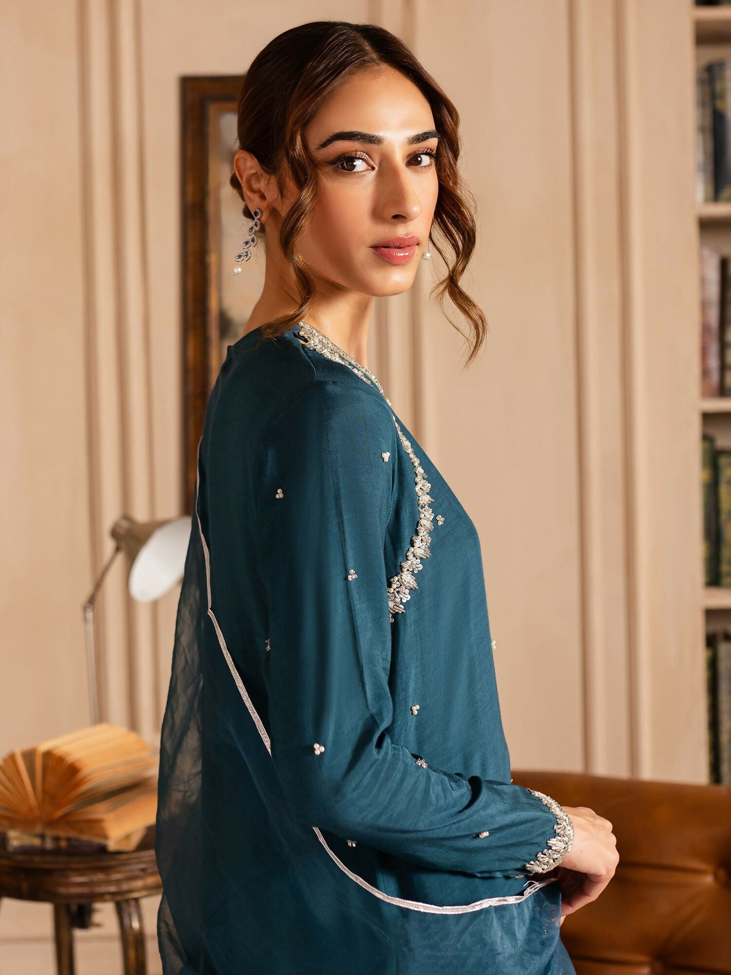 Allure By IH Luxury Pret Raw Silk Embellished Stitched 3-Piece Suit-Lucine