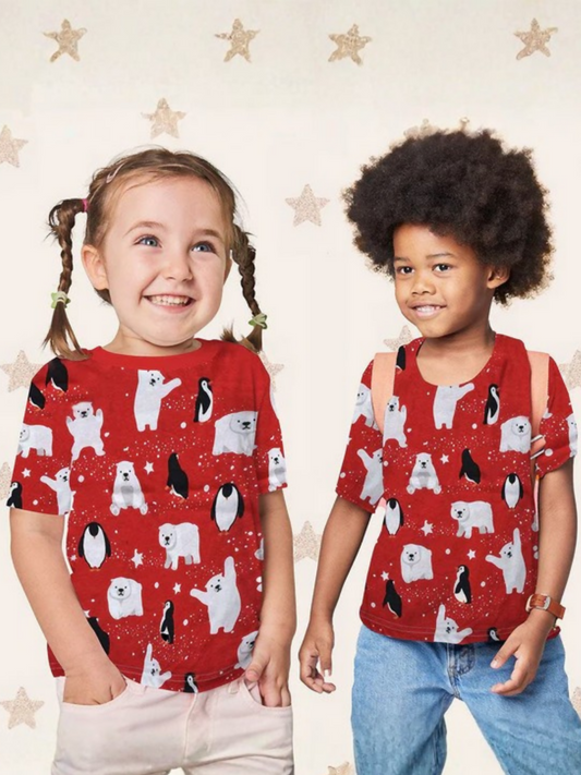 Red Jupiter Printed Penguin Tee Shirt-13752
