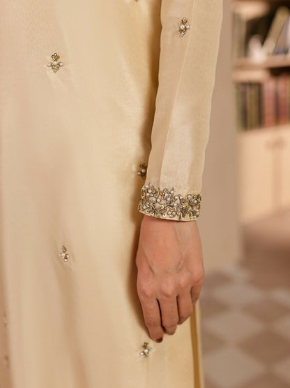 Allure By IH Luxury Pret Raw Silk Embellished Stitched 3-Piece Suit-Charlie