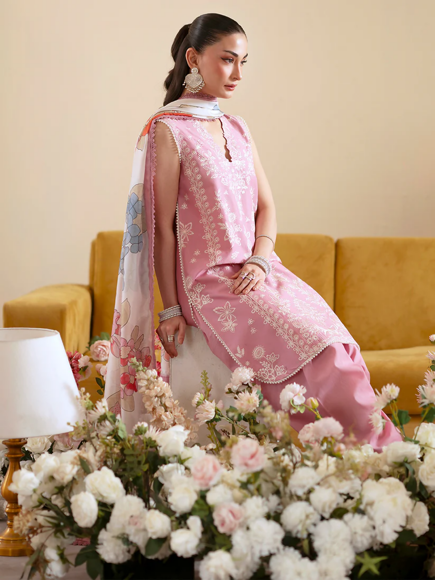 Mahnur Ember Lawn Embroidered Stitched 3-Piece Suit-EM-007