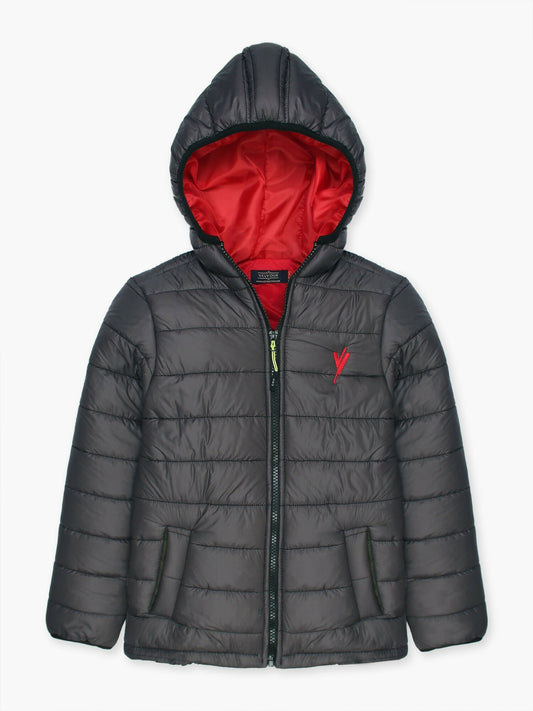 Grey Velvour Printed Puffer Jacket-VJ20-E
