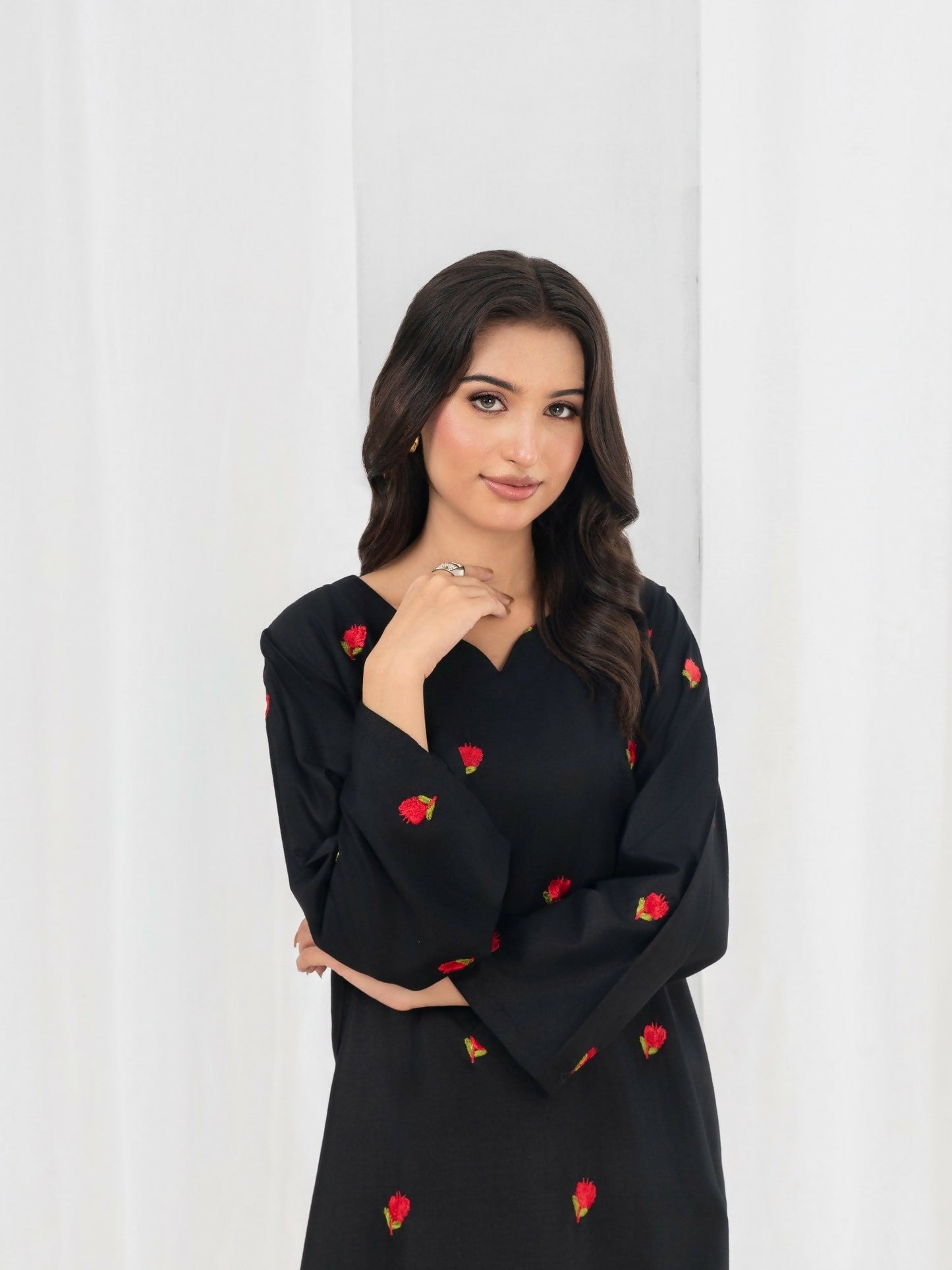 Stylish Collection Allure Linen Embroidered Stitched 2-Piece Suit-Petal