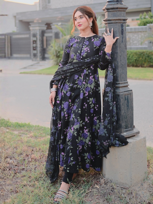 Panache Apparel Daily Essentials RTW Linen Printed Stitched Suit-Shabnam