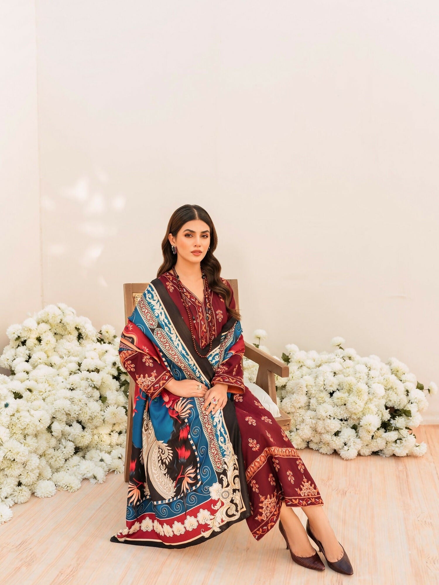 Panache Apparel Linen Embroidered Stitched Suit-Fluer
