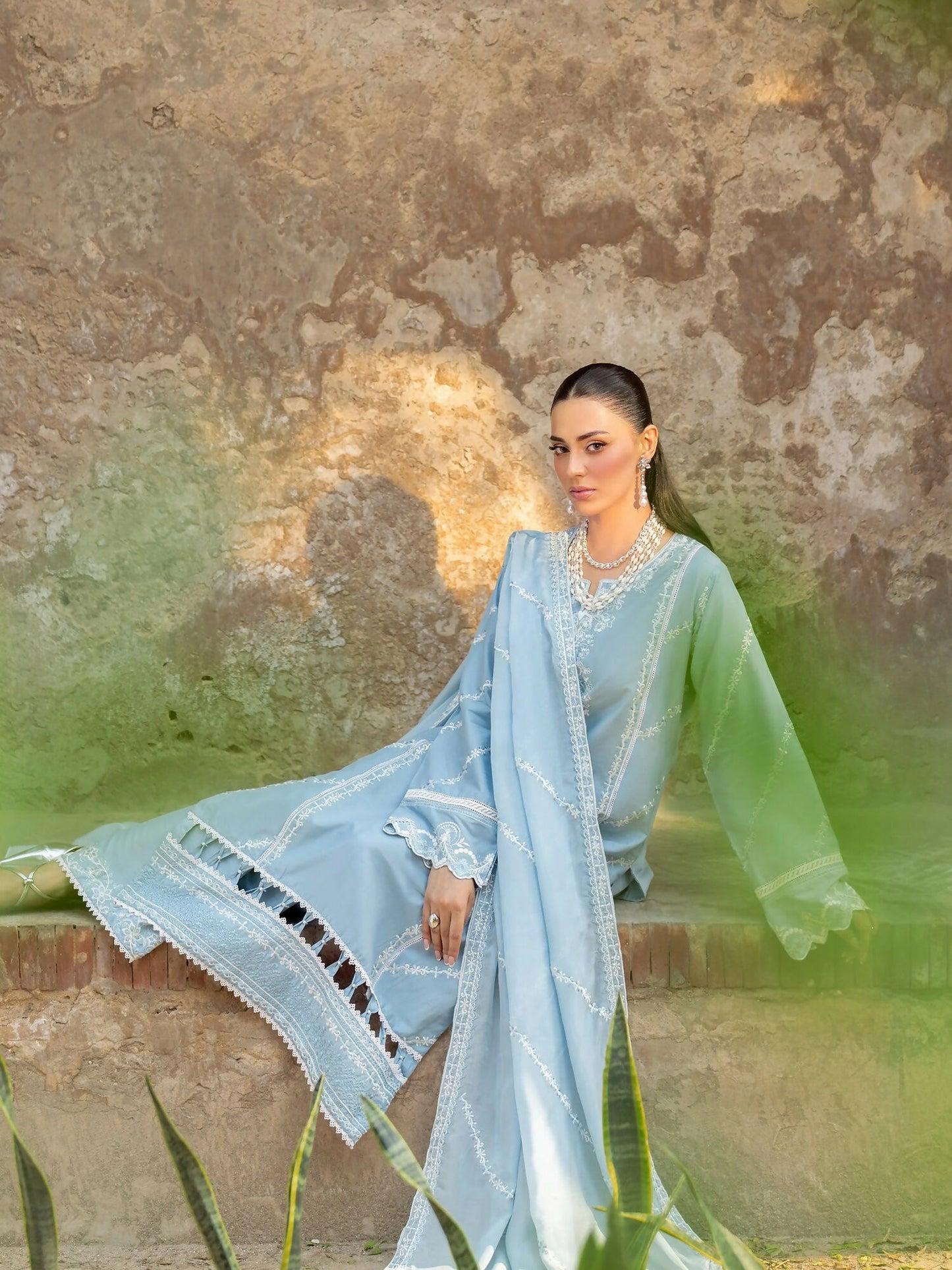 Panache Apparel Rang-e-Bahar Lawn Embroidered Stitched Suit-Badal