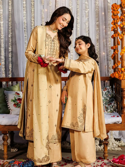 Panache Apparel Noore Eid Edit Raw Silk Embroidered Stitched Suit-Deyar