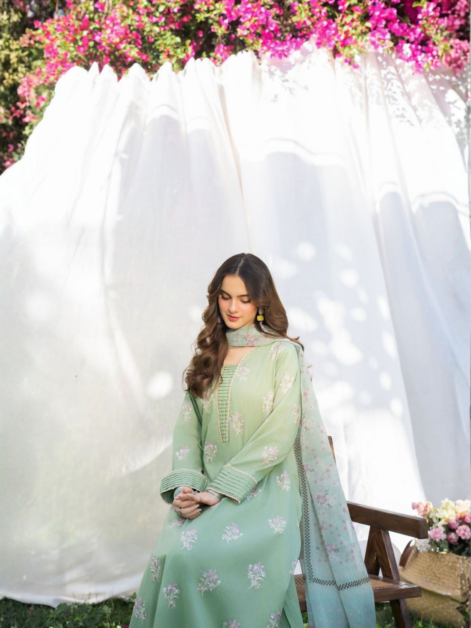 Mint Green Panache Apparel Karandi Embroidered Stitched Suit-Ornate