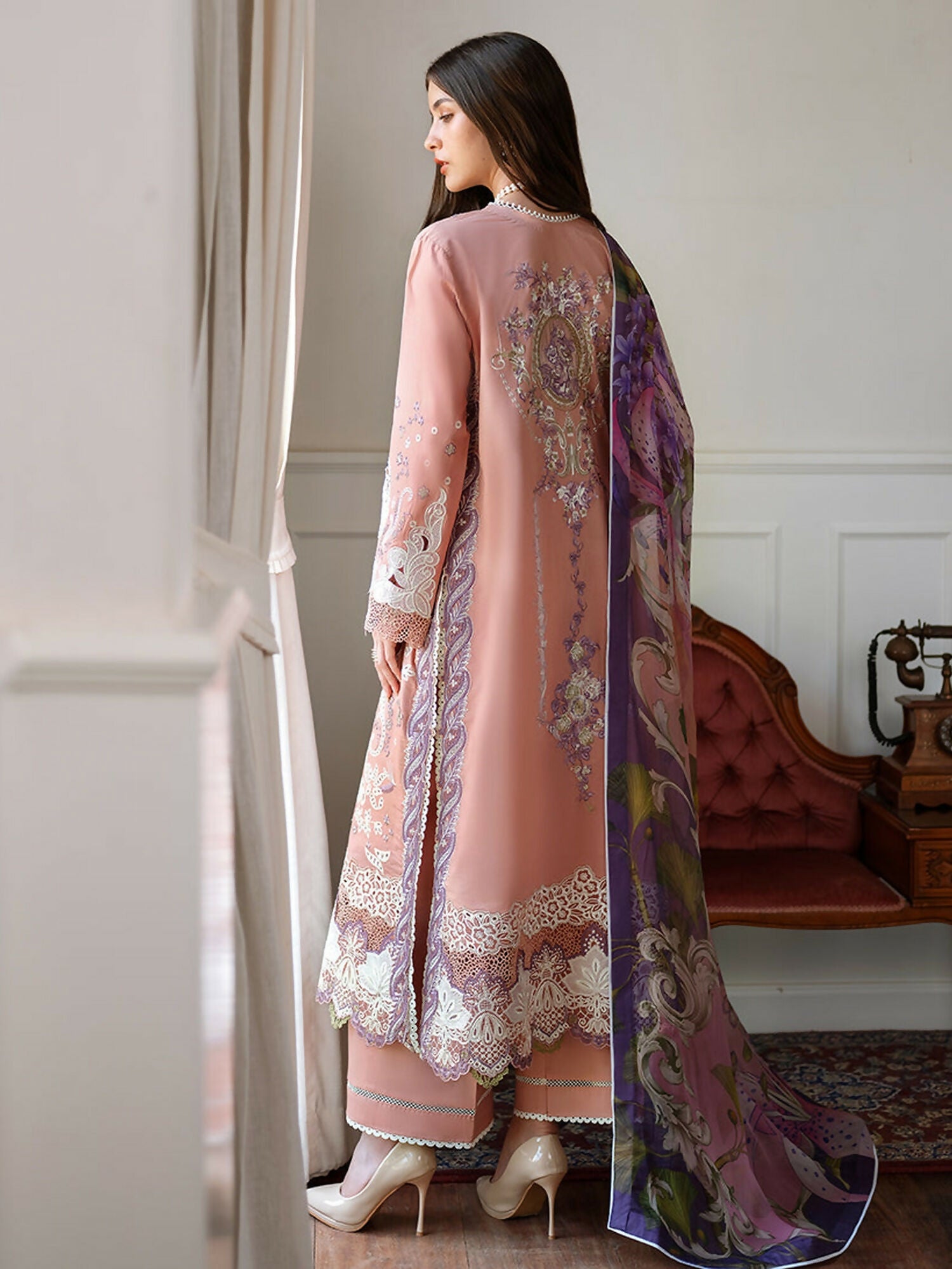 Mushq A Moi Luxury Lawn Embroidered Unstitched 3-Piece Suit-Daisy Chain