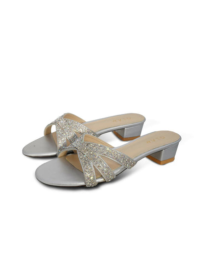 Silver Royale Leather Women’s Heels-777